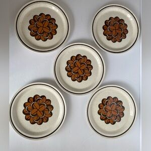 Arklow vintage set of 5 -  7.25 inch plates floral geometric pattern Ireland